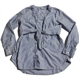 Sundance Womens Blue White Striped Tie Front Button Down Stateside Shirt Size S